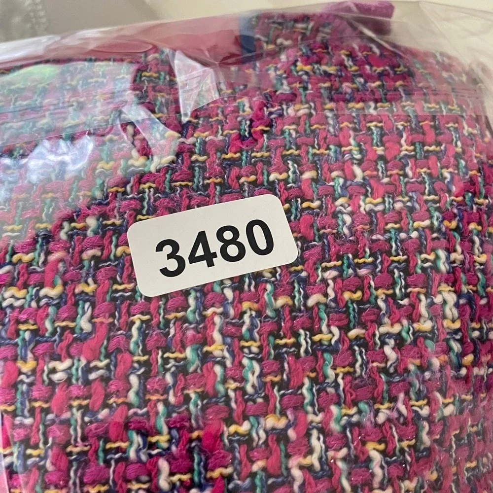 J.Crew Womens Blazer Fitted Jacket Pink Purple‎ Gold Pockets Size 2 Autumn Tweed